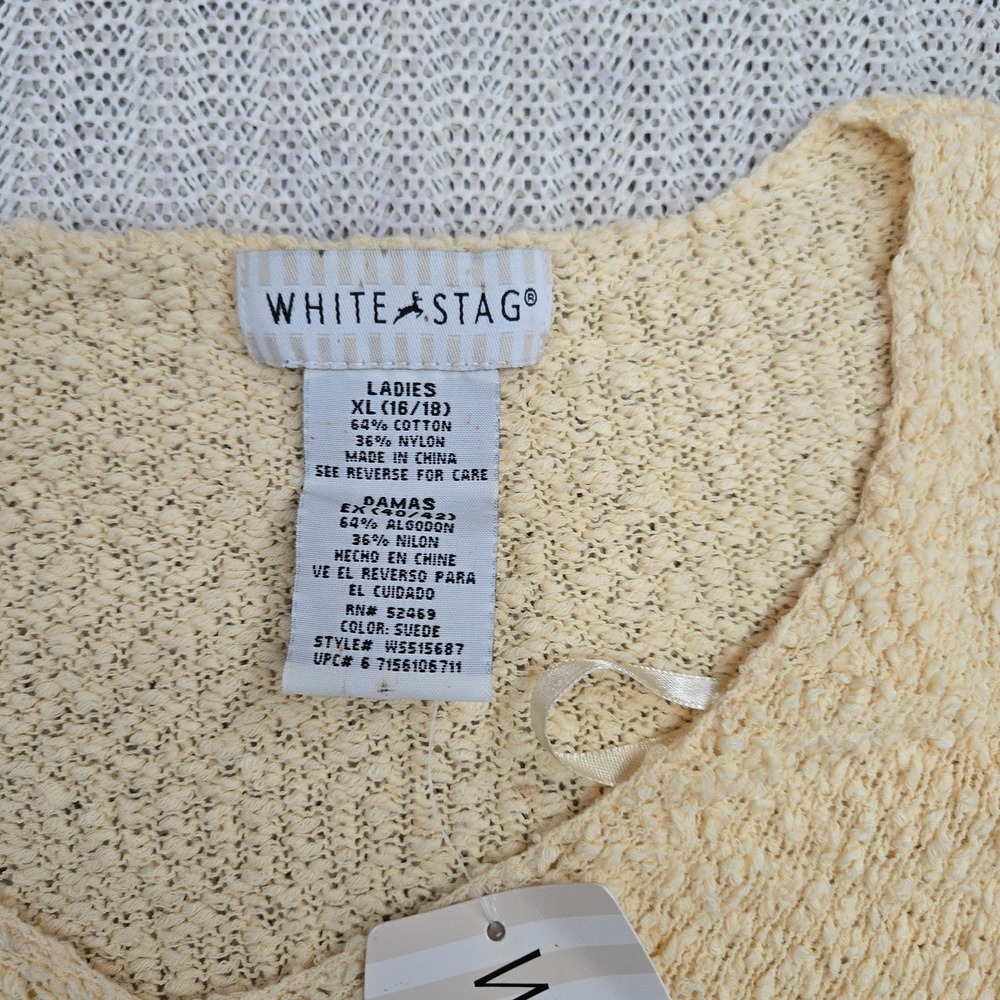 White Stag Sweater Womens XL Yellow Textured Pullover Crewneck Lightweight Top - Picture 4 of 8